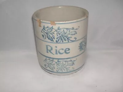 Buy Old, Antique Blue And White Stoneware, Stenciled, Rice Jar • 11.18£