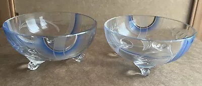 Buy A Pair Of Small Etched Art Glass Bowls For Sweets Snacks D10cm • 8£