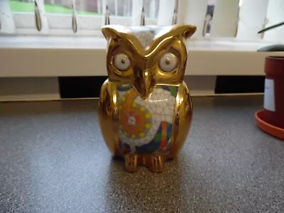 Buy RARE Vintage ESTIL ARTUR Multi Coloured Porcelain Owl.. SPANISH. GOLD & Mosaic • 55£