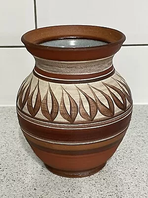 Buy GODSHILL STUDIO POTTERY CHRIS & KATE CHARMAN 16cm BROWN HAND PAINTED BANDED VASE • 24£