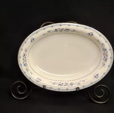 Buy Wedgwood Rimmed Oval Vegetable Bowl #R4628 Gardenia Blue Platinum Trim 1980-1986 • 71.74£