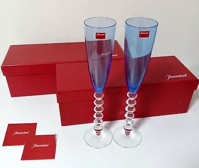 Buy Baccarat Vega Blue Fruitissimo Flutissimo Champagne Glass Crystal 2 Sets • 427.12£