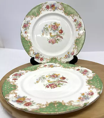 Buy Vintage Paragon Rockingham Green Salad Lunch Plate 9” Green Floral Border X 2 • 14.99£