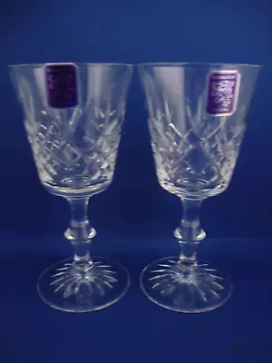 Buy 2 X Edinburgh Crystal Lomond Cut Pattern Wine Glasses - Signed & Stickers BOXED • 27.95£