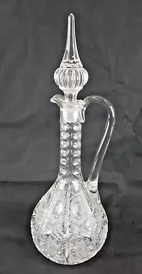 Buy Lead Crystal Moulded Glass Jug Decanter With Tall Ground Glass Stopper • 9.99£