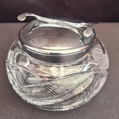Buy Vintage Cut Glass Sugar Cube Bowl With Built In Tongs Integrated In Lid • 12£