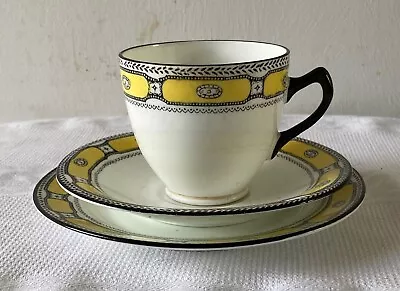 Buy 1936 Art Deco Trio Sutherland Bone China. Yellow/BlackWhite.Stylish. Vintage • 9£