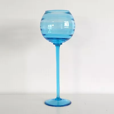 Buy Large Empoli Brandy Glass Vase In Light Blue, Optical, Round, Tall, Vintage • 24£