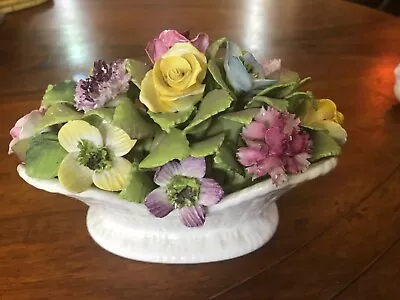 Buy Coalport Fine Bone China Flowers In A Basket 16cm Long • 6.99£