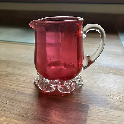 Buy Cranberry Glass Vintage Antique Small Footed Jug • 5£