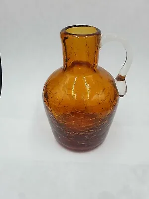 Buy Pilgrim Crackel Glass Amber  Miniature Jug   1949 - 1969 • 25.16£