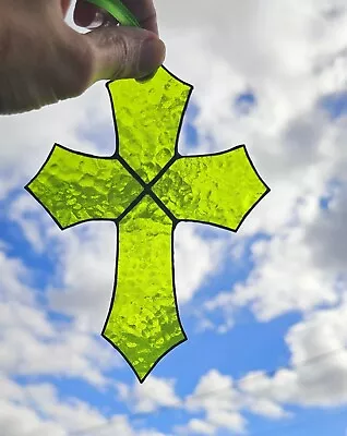 Buy Handmade Genuine Stained Glass Cross Suncatcher Made In Wales  • 16.99£