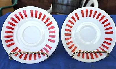 Buy Lot Of 2 Hazel Atlas Red Candy Stripe Saucers Only • 13.97£