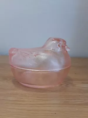 Buy Depression Glass Pink Lidded Bird Trinket Pot • 10£