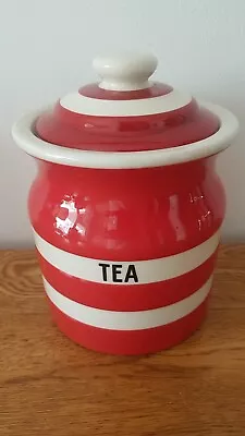 Buy T G Green Cornishware Red  & White Tea Storage Jar • 39.99£