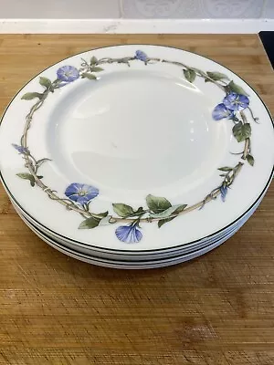 Buy Wedgwood Blue Delphi Dinner Plates Set Of 6 Floral Design 27cm • 42.99£