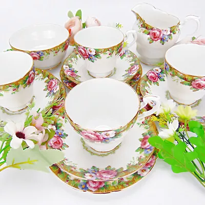 Buy Vintage Paragon Bone China Tea Set For 4 Tapestry Rose 14pc Teacup & Saucer Trio • 79.99£