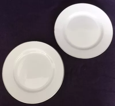 Buy ROYAL WORCESTER “Classic Platinum” 8” SIDE PLATE X2 Plain White With Silver Line • 5.99£
