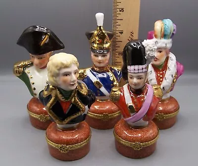 Buy Set Of 5 Limoges Porcelain Pill Trinket Boxes Soldier Figurines • 37.28£