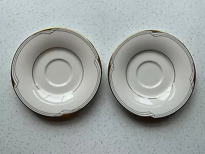 Buy Noritake Golden Cove 7719 Saucers X2, Japan, Fine China, White With Gold Edging • 5£