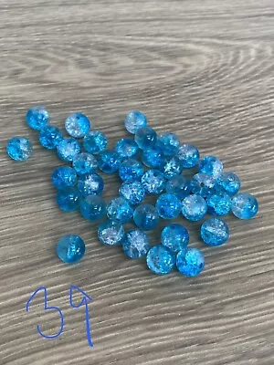 Buy 39 Round Crackle Beads 10mm NEW Aqua Blue • 1.50£