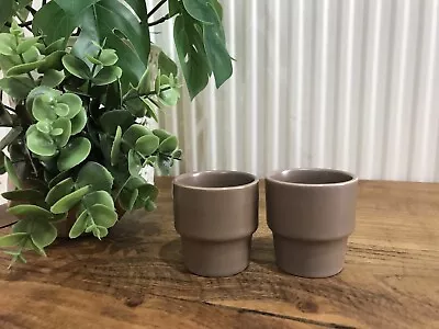 Buy Poole Pottery Twintone Pair Of  Mushroom Brown Ceramic Eggcups, Tiered Shaped • 6£