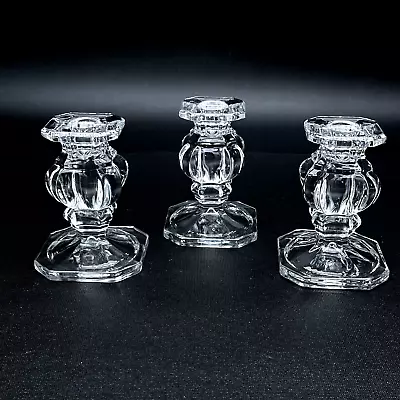 Buy Vtg Gorham Germany Heavy Full Lead Crystal 4  Candlestick Holders Set Of 3 EUC • 16.77£