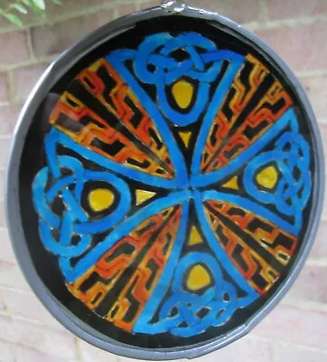Buy Glass Suncatcher - Celtic Cross In Turquoise, Yellow And Black - Handmade • 18£