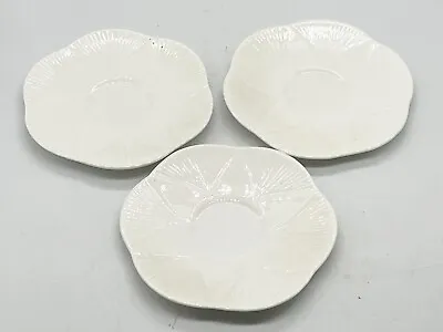 Buy Vintage Shelley China Set Of 3 White Saucers For Tea Cups Seashell Pattern • 15.99£