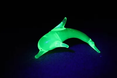 Buy Uranium Glass Dolphin Statue, Vaseline Glass, Aquarium Pool Decoration • 111.80£