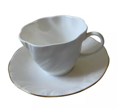 Buy Queens Fine Bone China Antoinette White Embossed Cup And Saucer • 12.13£