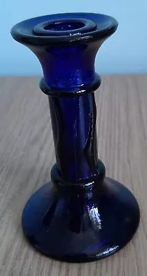 Buy Deep Blue Glass Single Candle Stick With Twisted Design Stem • 4£