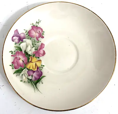 Buy Swinnertons Staffordshire Vintage Tea Saucer Pink Sweet Peas Porcelain England • 7.60£