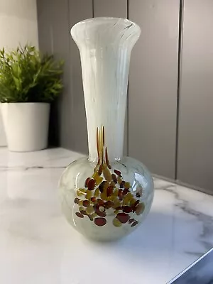 Buy Beautiful Vintage Mdina Maltese Art Glass Stem Vase Spatters Of Colour • 4£