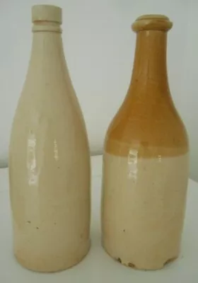 Buy 2 Antique Stoneware Bottles, 1 Two Tone And 1 White Breweriana • 12£