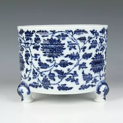 Buy Chinese Antique Blue And White Porcelain Floral Pattern Incense Burner • 0.77£