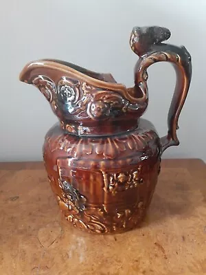 Buy Arthur Wood Brown Pottery Large Rockingham Jug / Pitcher With Horse Head Handle • 9.99£