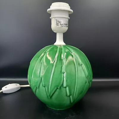 Buy Vintage Pottery Ceramic Green Leaf Spherical Decorative Table Lamp 24cm • 18£