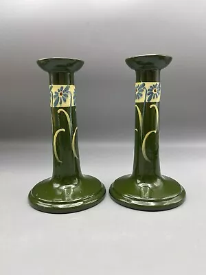 Buy Antique Hart And Moist Exeter Pottery Candlesticks Arts And Crafts Design • 67.10£
