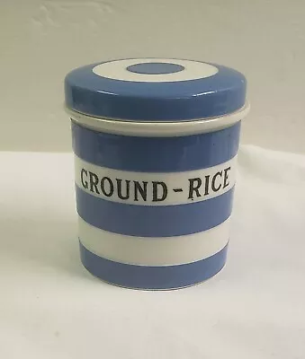 Buy Vtg RARE Sml TG Green Cornishware Blue Stripe GROUND RICE Jar Canister 3.375  • 368.11£