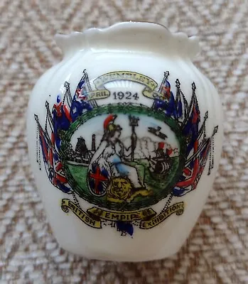 Buy Arcadian Crested China Pot Decorated For British Empire Wembley Exhibition 1924 • 8£
