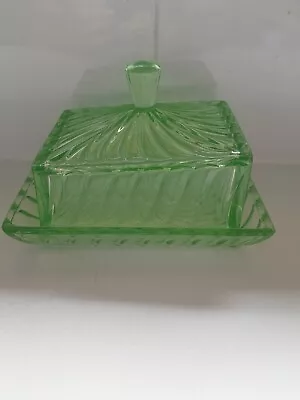 Buy Lovely Vintage Art Deco  Uranium Vaselene Glass Butter Dish • 24£