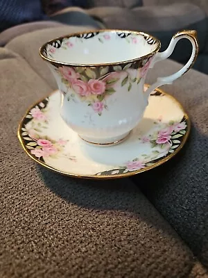 Buy Vintage Rosina Queens Fine Bone China Tea Cup And Saucer  Midnight Rose • 11.20£