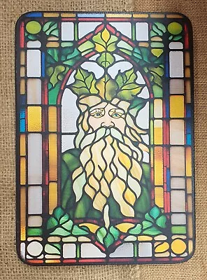 Buy Green Man ‘stained Glass ‘ Effect Wood Art Sign UK Hand Made Spiritual Magic • 9.99£