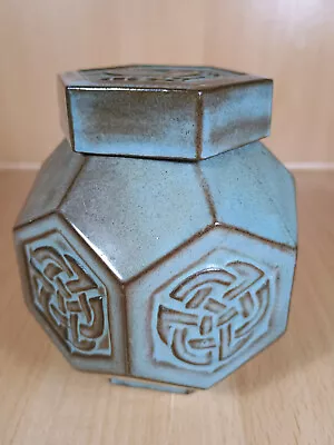 Buy Tyn Llan Welsh Studio Art Pottery Hexagonal Lidded Jar Pot Celtic Grenade Design • 15.49£