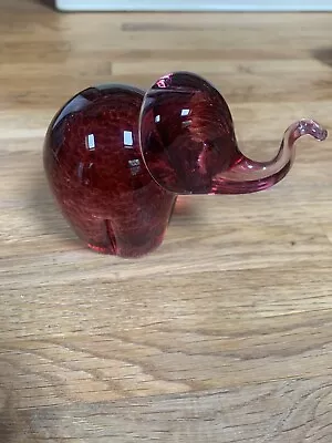 Buy Wedge Wood Cranberry Red Speckled Glass Elephant Paperweight Ornament  • 30£