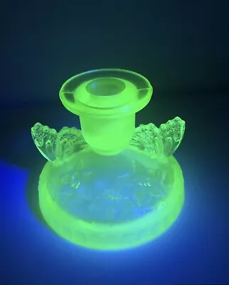Buy Rare Sowerby Art Deco Butterfly 2552 Uranium Green Glass Candlesticks Exellent • 38£