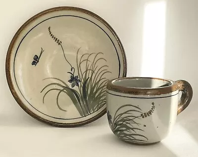 Buy Vintage Hecho En Mexico Hand Painted Pottery Cup & Saucer Stamped & Signed • 18£