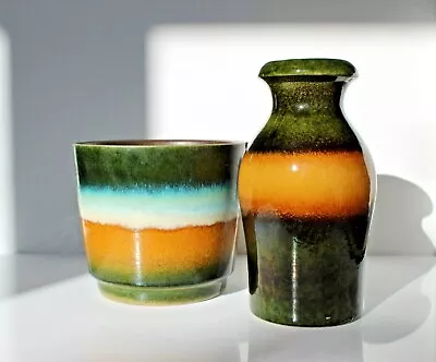 Buy Vintage Scheurich Keramik West German Pottery Vase/Planter  Pot 208-21 & 806-17 • 30£