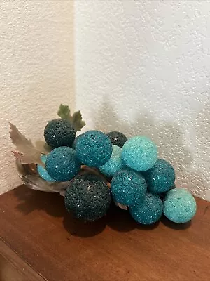 Buy Rare Mid Century Retro Blue Green Crackled Lucite Glass Grape Cluster~Driftwood • 79.36£